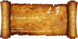 Lissem Zorán névjegykártya